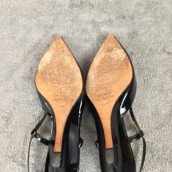 Ann Taylor Kitten Heel Look Pointed Toe Wedge Pointed Toe Sz 6N Patent Leather - Picture 10 of 11